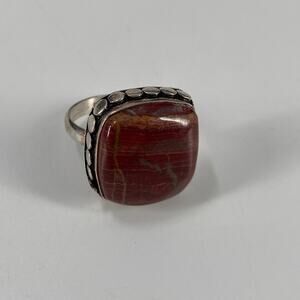 Sterling silver red jasper statement ring size 8.5